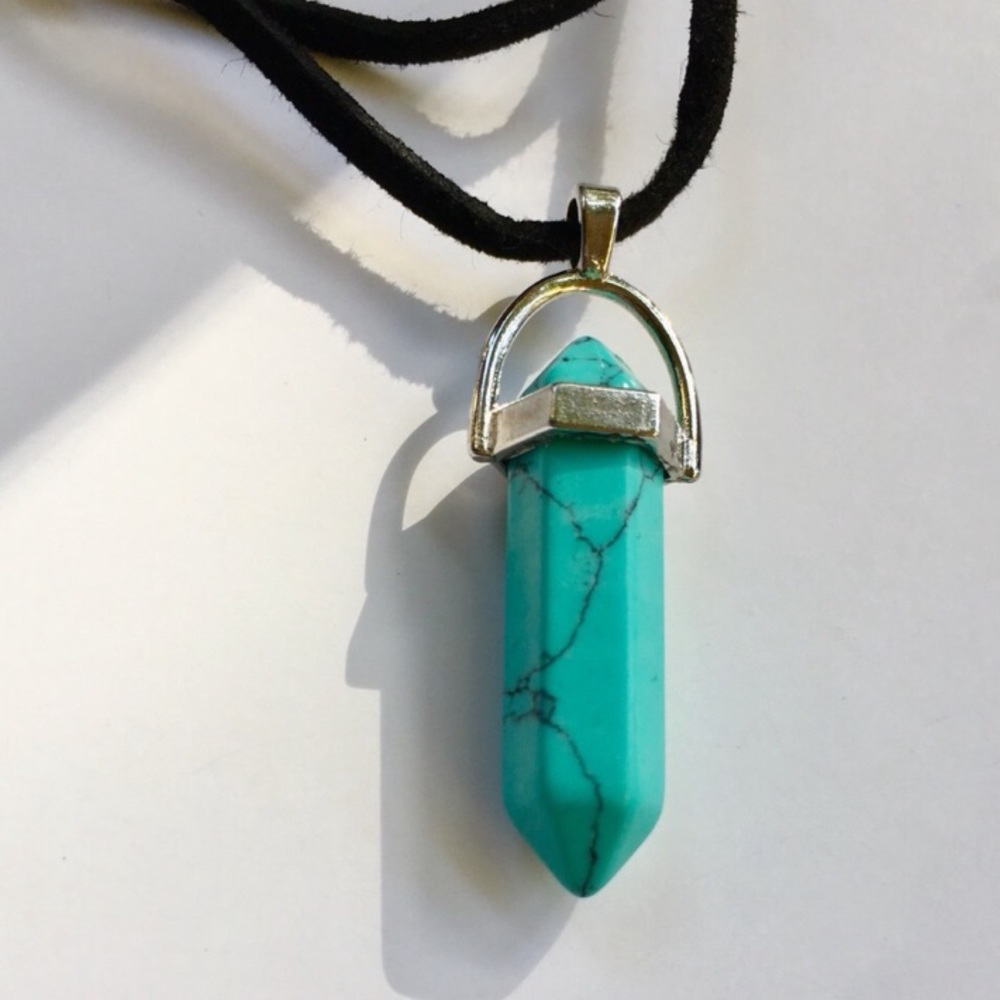 Turquoise Crystal Chakra Choker Necklace - Picture 2 of 2
